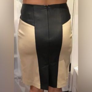 Club Monaco Tan and Leather Pencil Skirt